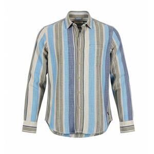 Tommy Bahama XL Shirt Linen Sand Sage Blue Striped LS Button Down Resort Luxe🏝️